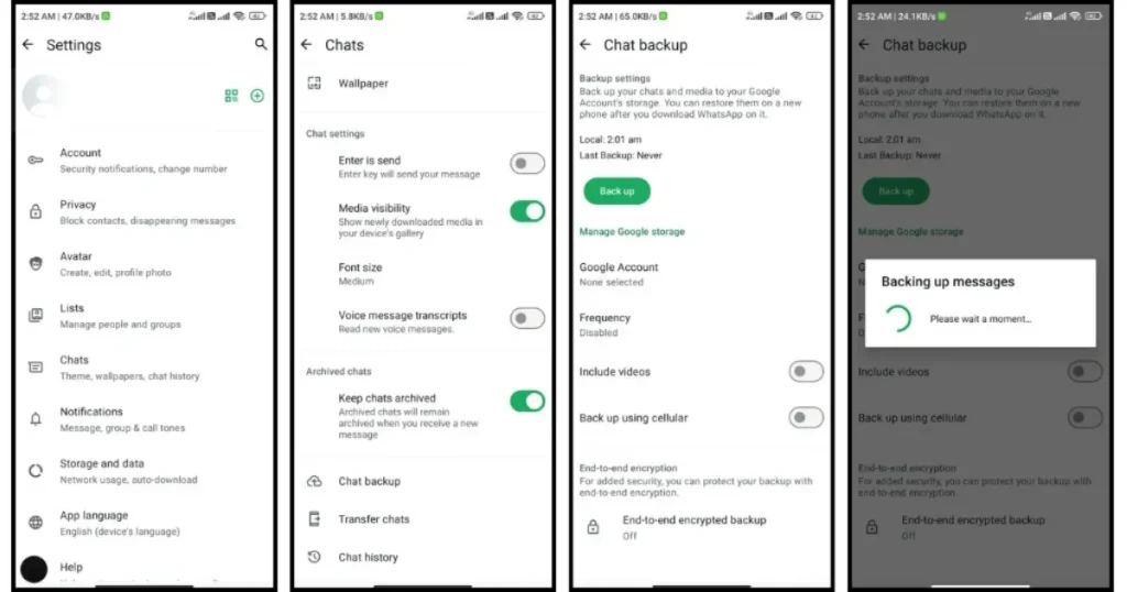 GB WhatsApp Chat Backup Screenshots